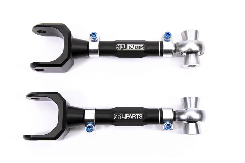 Tesla Model 3 Suspension Control Arms - Rear - SPL Parts - Gun Drilled 2024 Aluminum + Blue Anodized Titanium Socket Head Cap Screws - Black Anodized - `17-`27